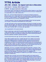 JD's 126 - A Book - Its impact and role in Education
