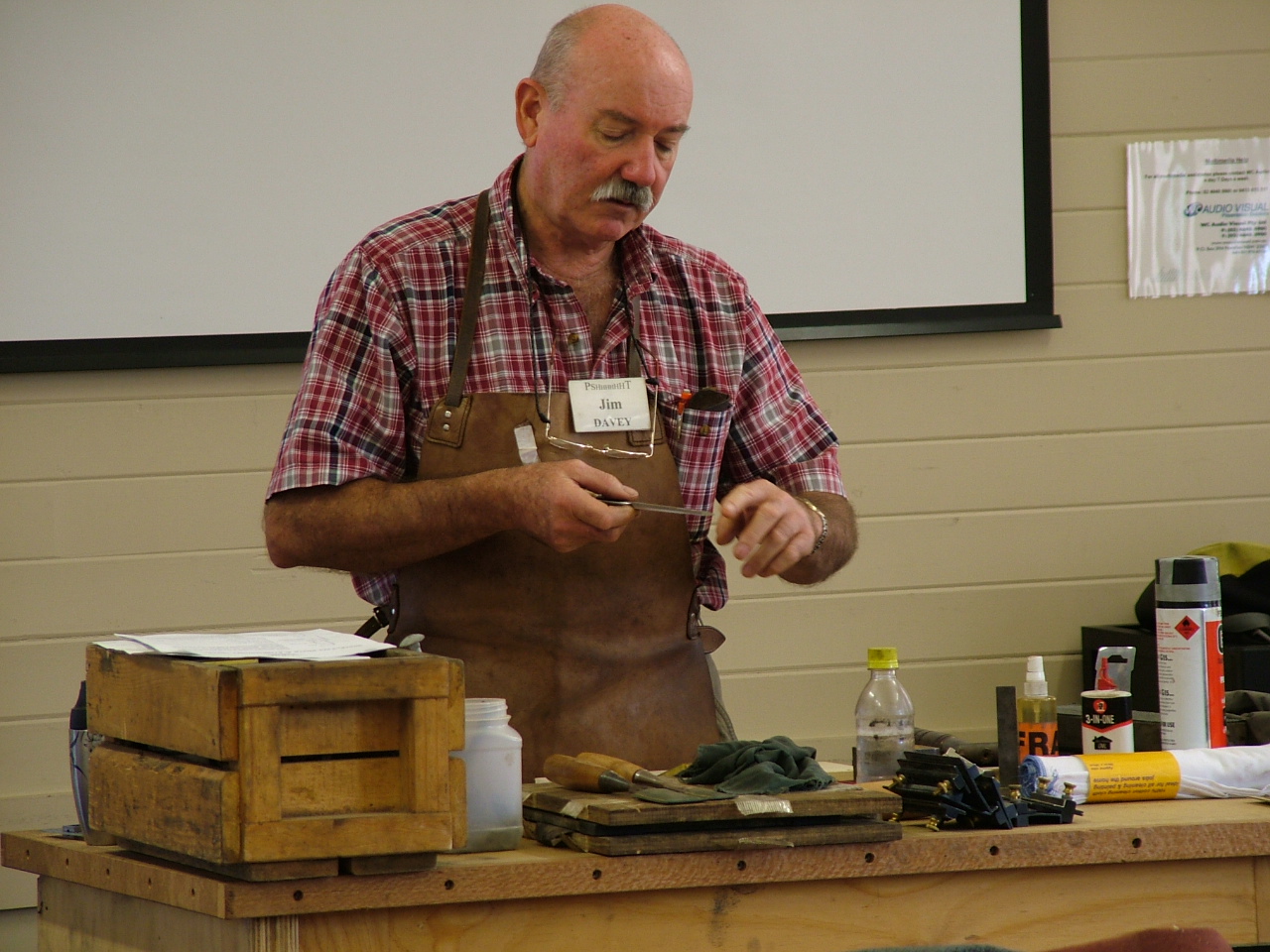 Jim Davey explaining one of the finer points of sharpening