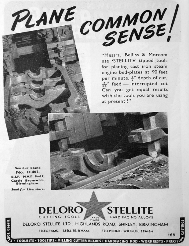 May 1950 advertisement by Deloro Stellite (UK) Ltd, Birmingham